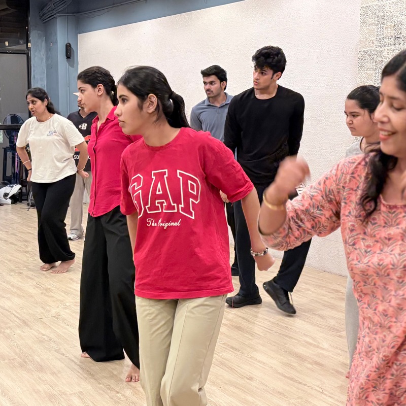 A Bollywood class mid-routine